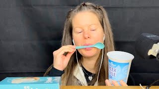 ASMR  Eating Coconut Yogurt amp Mochi 🥥 [upl. by Halehs]