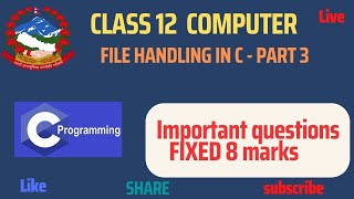 class 12 8 marks important questions file handling  Board Exam Computer Science  NEB [upl. by Terza]