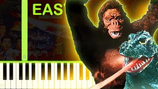 KING KONG VS GODZILLA 1962 THEME  EASY Piano Tutorial [upl. by Woody]