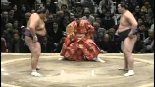 Miyabiyama vs Hakuho hatsu 2007 [upl. by Ripp855]