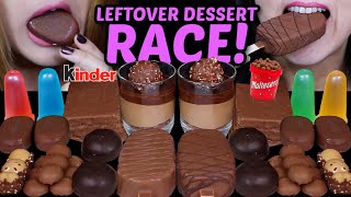 ASMR LEFTOVER DESSERT RACE TICO ICE CREAM MALTESERS CARAMEL CHOCOLATE CAKE BAR FERRERO MOUSSE 먹방 [upl. by Jaquelin]