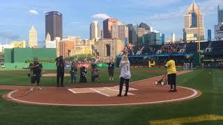 Gabby Barrett sings God Bless America before Pirates game [upl. by Accebber285]