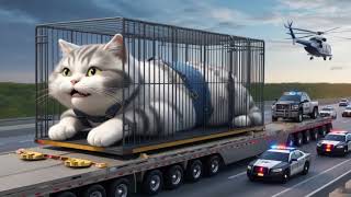 Giant Cat Destroys The City😰 cat cutecat aicat ai kitten cats catlovers [upl. by Anim]