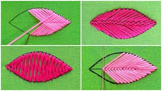 Leaves Embroidery  4 Amazing Stitches Leaves Hand Embroidery Tutorial by Rup Handicraft [upl. by Hars]