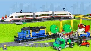 Trenes infantiles TREN LEGO  Construcción pista ferroviaria y estación para niños [upl. by Franklin999]