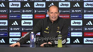 Conferenza stampa ALLEGRI pre InterJuve quotChiesa Rabiot Alcaraz Djalò convocati mi girano quandoquot [upl. by Oaoj]