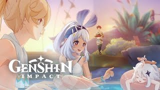 Genshin Impact Traveler and Paimons Hot Spring Adventure with Mualani [upl. by Akinajnat814]