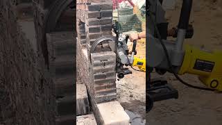 Cutting process of a red brick wall with a handheld trephine saw [upl. by Felizio993]