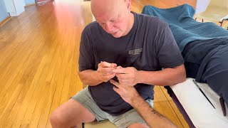 Raynor hand reflexology massage using massage tools Part 3 Brandon massaging Robin [upl. by Anoet902]