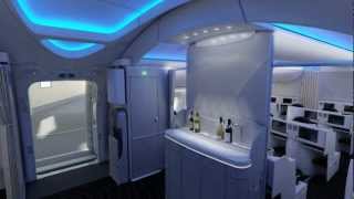 Boeing 787 Dreamliner interior  fly through [upl. by Nyleaj614]