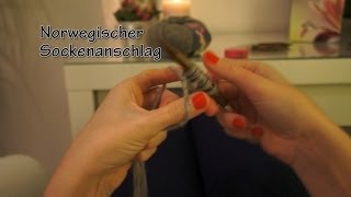 TUTORIAL Stricken  Maschenanschlag Norwegischer Sockenanschlag HD [upl. by Holmen233]