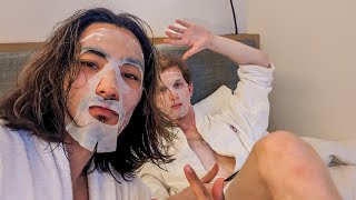 Drew Basile amp I take care of our skin using placenta face masks  Survivor 45 [upl. by Persas740]