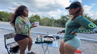 Sisters Cooking a Tasty Meal on Mountain Road Side Heavy Winds and Rain Showers [upl. by Enimassej]