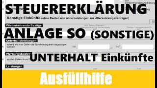 Anlage SO Elster  Elster ELSTER Tutorial  Steuererklärung selber machen [upl. by Einahpet]