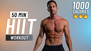 50 Min Cardio HIIT Workout To Burn 1000 Calories  Full Body At Home No Equipment [upl. by Adnek38]