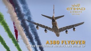 Flyover at the 2017 Formula 1 Abu Dhabi GP with Etihads A380 [upl. by Donnelly]