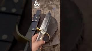 Custom Handmade Stainless Damascus Knife with THorn Handle amp Brass Guard  Sharpness Test Results [upl. by Golanka]