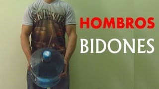 Ejercicio para hombros con bidones de agua 55  Ejercicios sin pesas para agrandar hombros [upl. by Gerianne]