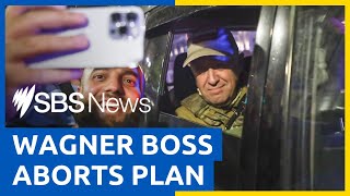 Wagner boss Yevgeny Prigozhin exits Rostov ending march to Moscow  SBS News [upl. by Wimsatt]