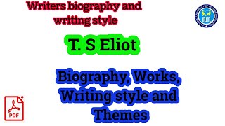 TS Eliot  Writing style of TS Eliot  TS Eliot as a modern poet [upl. by Znarf]