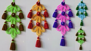 Easy Woolen Flower Wall Hanging Using Plastic Bottle  Woolen Wall Hanging Craft Ideas  Wool Craft [upl. by Orlanta]