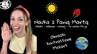 Obrazki kontrastowe dla niemowlaka  biało  czarne  Mozart  Rozwój wzroku i słuchu  stymulujące [upl. by Orella503]