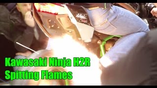 Kawasaki Ninja H2R spitting flames  Motorbeurs Motorcycle show Utrecht  2015 [upl. by Nniuq]