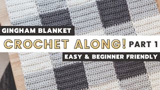 Cheaters Gingham Blanket Crochet Along PART 1  Chunky Afghan Pattern 2020 [upl. by Odella917]