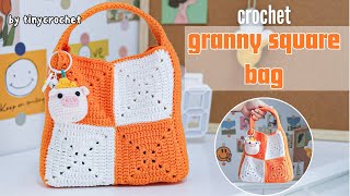 Crochet basic bag with granny square  tinycrochet [upl. by Alecia488]