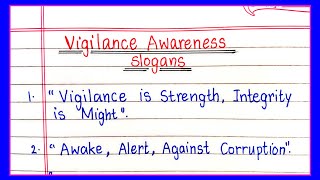 Vigilance Awareness Slogan  Vigilance Awareness Week 2024  Slogan on Vigilance Awareness Week [upl. by Kuhn]