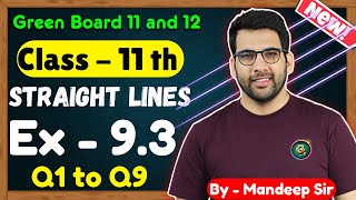 Class  11 Ex  93 Q1 to Q9 Straight Lines Maths  CBSE NCERT  New Book  Green Board [upl. by Menis]