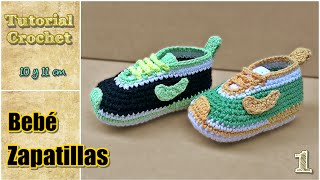 Zapatitos para bebé a crochet talle 10 y 11 cm  Paso a paso  1de2 [upl. by Yrelle]