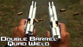 Double Barreled 1911 pistol quad wield rapid fire 20 rounds in 15 seconds in SlowMo AF2011 4K [upl. by Lenora]