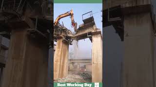 Best working day 1755 The process of demolishing a bridge with an excavator [upl. by Wyon353]