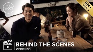 Behind the Scenes Song Joongki and Jeon Yeobeen huddle up on a cold day  Vincenzo ENG SUB [upl. by Yelyab68]