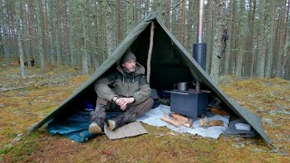 Polish Lavvu Winter Camping  Outbacker Firebox Stove [upl. by Cleti890]