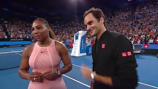 Serena Williams and Roger Federer oncourt interview RR  Mastercard Hopman Cup 2019 [upl. by Granniah]