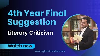 Literary Criticism Suggestion Exam 2021  Hons 4th Year Session 201617  English with Saddam [upl. by Lodi]