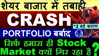 STOCK MARKET CRASH😭 PORTFOLIO बर्बाद 😭😭🔴 NIFTY CRASH🔴 NIFTY PREDICTION🔴 WHY SHARE MARKET CRASH TODAY [upl. by Erek840]