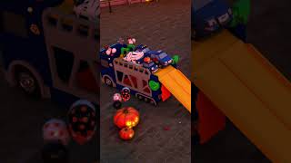 Trick or treat with Rescue trucks Shorts Halloween TayotheLittleBus BestSong [upl. by Ennyl43]