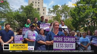 Allegheny General Hospital nurses rally ahead of contract negotiations [upl. by Sukramaj]