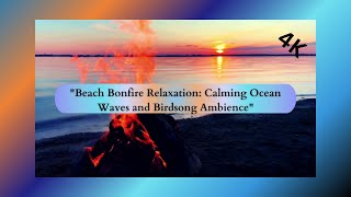 4K quotBeach Bonfire Relaxation Calming Ocean Waves and Birdsong Ambiencequot ASMR WHITE NOISE [upl. by Darell]