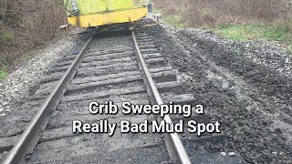 Crib Sweeping a Really Bad Mud Spot in the Track [upl. by Atoel]