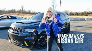 Worlds Most Powerful SUV Drag Race  Trackhawk Jeep [upl. by Emilee]