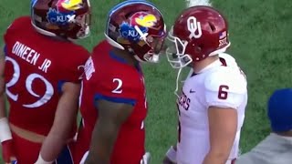 Baker Mayfield Vs Kansas No Handshake Cheap Shot Crotch Grab Cursing And More [upl. by Attenol]