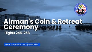 USAF BMT Airmans Coin and Retreat Ceremony Flights 245258  March 27 2024 [upl. by Barger]