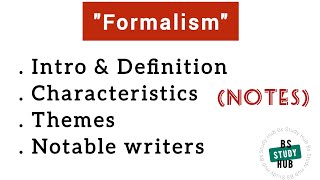 Formalism in English Literature Formalism Notes [upl. by Petracca252]