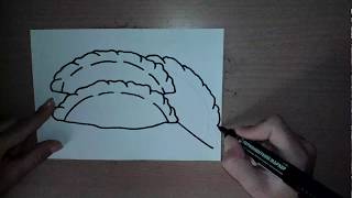 How to draw vareniki  Comment dessiner des boulettes  Cómo dibujar albóndigas  Wir ziehen Knödel [upl. by Aihsik]