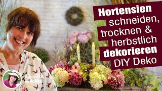 DIY Herstdekoration Hortensien schneiden dekorieren trocknen 2 Tischdeko Ideen selber machen [upl. by Yentruocal]