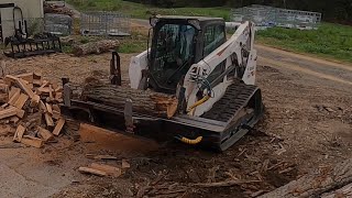 Firewood Processor Halverson HWP120 On a Bobcat T650 428 [upl. by Kinsler514]